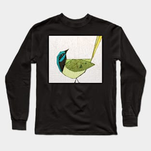 Simple Modern Digital Pop Art Bird in Green Long Sleeve T-Shirt